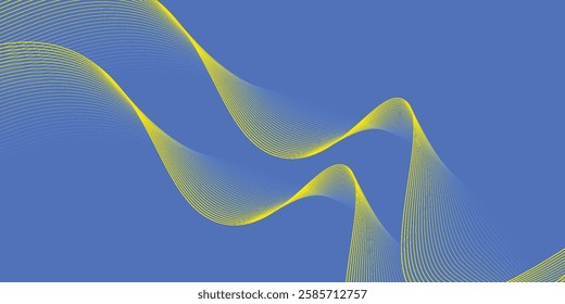 Abstract wave background with yellow line color element. Dynamic wave pattern. Modern flowing wavy lines. Futuristic technology concept. Suit for banner, poster, cover