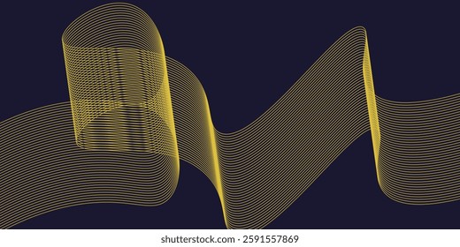 Abstract wave background with yellow line color element. Dynamic wave pattern. Modern flowing wavy lines. Futuristic technology concept. Suit for banner, poster, cover, brochure, flyer