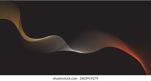 Abstract wave background with yellow and orange line pattern. Dynamic wave pattern. Futuristic technology concept. Vector illustration