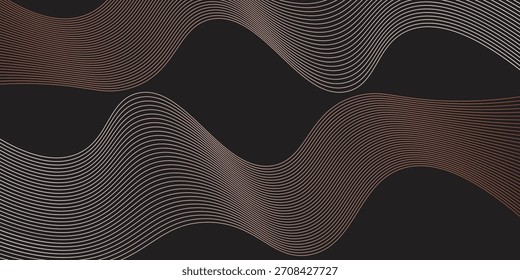 Fundo de onda abstrato com padrão de linha amarelo e laranja. Padrão de onda dinâmico. Conceito de tecnologia futurista. Ilustração vetorial