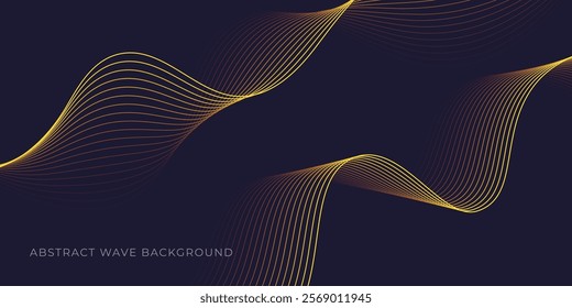 Abstract wave background with yellow and red line pattern. Dynamic wave pattern. Futuristic technology concept. Vector illustration