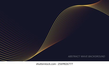 Abstract wave background with yellow and red line pattern. Dynamic wave pattern. Futuristic technology concept. Vector illustration