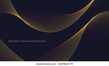 Abstract wave background with yellow and red line pattern. Dynamic wave pattern. Futuristic technology concept. Vector illustration