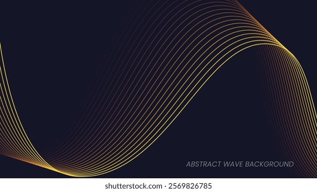 Abstract wave background with yellow and red line pattern. Dynamic wave pattern. Futuristic technology concept. Vector illustration