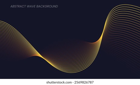 Abstract wave background with yellow and red line pattern. Dynamic wave pattern. Futuristic technology concept. Vector illustration