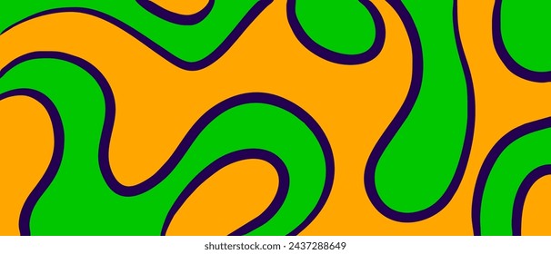 abstract wave banner background design in yellow and green, full color, fun, and warm vibe