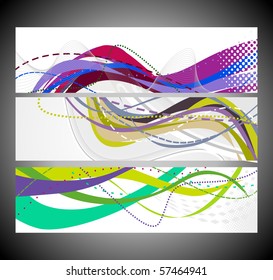 Abstract wave banners multi-colored, vector illustration.