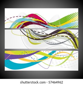 Abstract wave banners multi-colored, vector illustration.