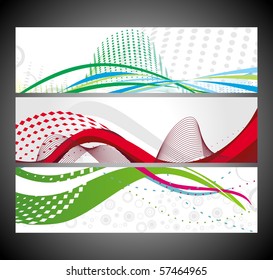 Abstract wave banners multi-colored, vector illustration.