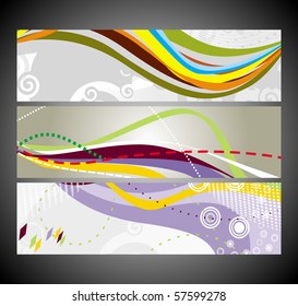 Abstract wave banners multi-colored, vector illustration.
