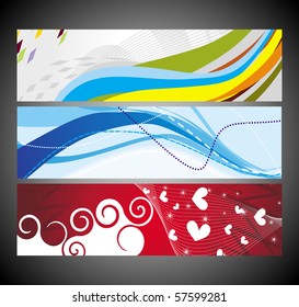 Abstract wave banners multi-colored, vector illustration.