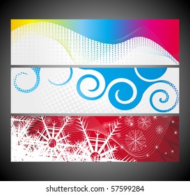 Abstract wave banners multi-colored, vector illustration.