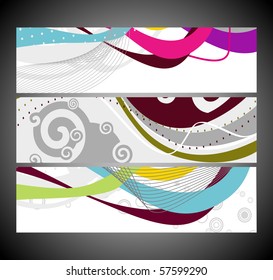 Abstract wave banners multi-colored, vector illustration.