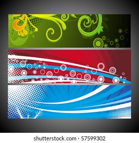 Abstract wave banners multi-colored, vector illustration.
