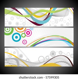 Abstract wave banners multi-colored, vector illustration.