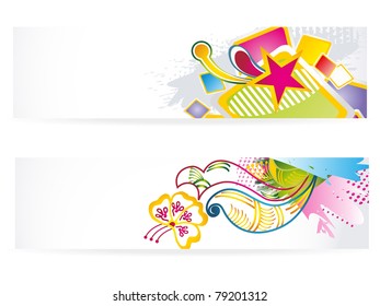 Abstract wave banners multi-colored, vector illustration.