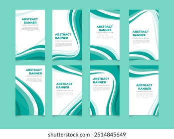 Bandeiras de onda abstratas Ilustração vetorial. Banner de pé, Banner de rolo. Folheto do modelo, folheto, cartão de visita
