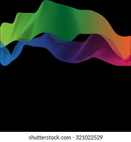Abstract Wave Black Background. Colorful. Stock vector Illustration






