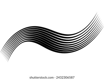 
Abstract wave of black curved lines on a white background. Striped design element. Vector background. Decor