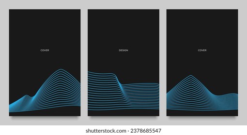 abstract wave blue line poster, sport running flyer modern design, event promotion vector banner