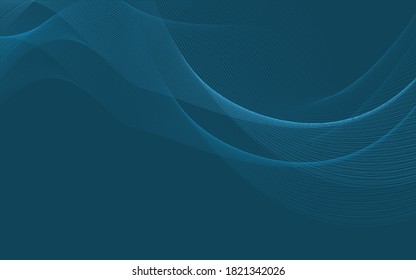 Abstract wave blue line vector background.