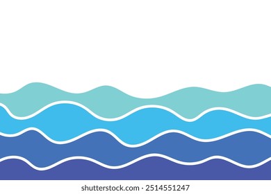 Ola Abstractas. Fondo azul del mar. Ilustración vectorial