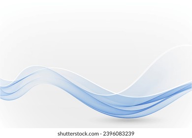 Abstract wave of blue smoke, transparent flow of blue lines, design element.