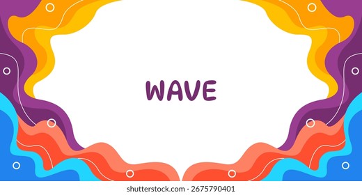 Abstract Wave Border Design with Vibrant Color Swirls and Dynamic Layout