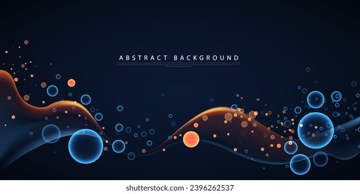 Abstract wave and bubbles background. Texture and wallpaper for website. Abstract creativity and art. Place for presentations and text. Typography and calligraphy. Cartoon flat vector illustration