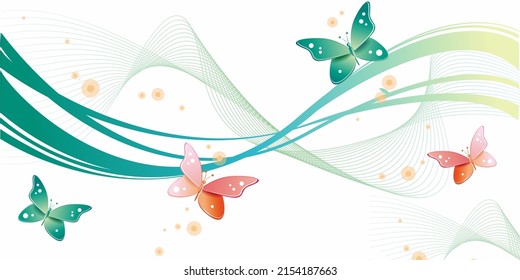 Onda abstracta con fondo de mariposa
