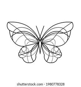 Abstract wave butterfly line icon, isolated on the white. Vector