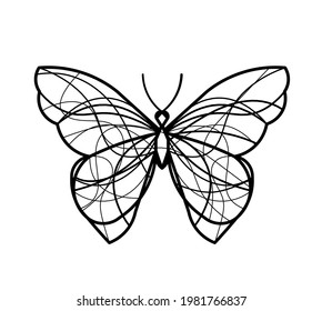 Abstract wave butterfly line icon, isolated on the white. Vector