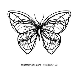 Abstract wave butterfly line icon, isolated on the white. Vector