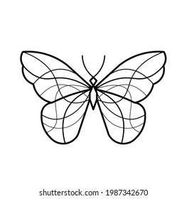 Abstract wave butterfly line icon, isolated on the white. Vector