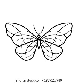Abstract wave butterfly line icon, isolated on the white. Vector