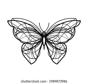 Abstract wave butterfly line icon, isolated on the white. Vector
