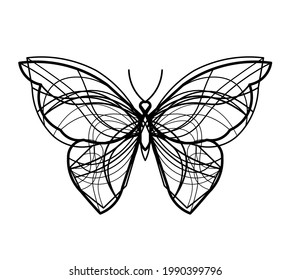 Abstract wave butterfly line icon, isolated on the white. Vector