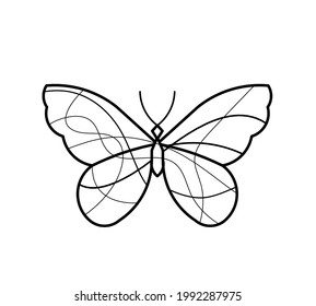 Abstract wave butterfly line icon, isolated on the white. Vector