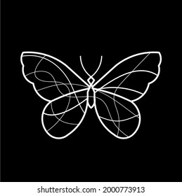 Abstract wave butterfly line icon, isolated on the black. Vector