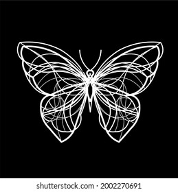 Abstract wave butterfly line icon, isolated on the black. Vector