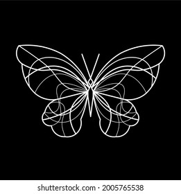 Abstract wave butterfly line icon, isolated on the black. Vector