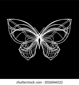 Abstract wave butterfly line icon, isolated on the black.Vector