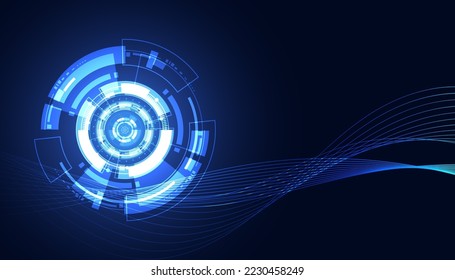 Abstract Wave circle Particle Flowing Beautiful Blue Futuristic Modern Digital Background