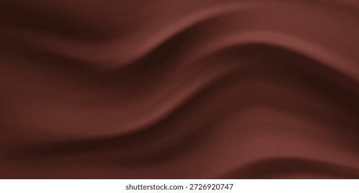 Fondo de chocolate de color de onda Abstractas. Chocolate cremoso marrón oscuro, elemento de diseño con textura de seda ondulada.