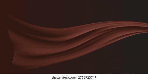 Fondo de chocolate de color de onda Abstractas. Chocolate cremoso marrón oscuro, elemento de diseño con textura de seda ondulada.