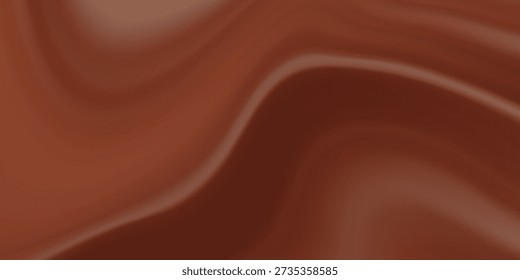 Abstract wave color chocolate background. Dark brown creamy chocolate, design element with wavy silk texture.