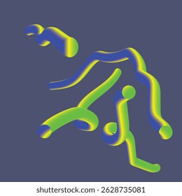  Abstract Wave and Color Lines with Gradient. Vector Pattern with Wavy Shapes. 3D Colour Graphic Design Elements. Squiggle Rainbow Ribbons with Gradation.