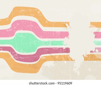 Abstract Wave Color Retro Grunge Background - vector illustration.