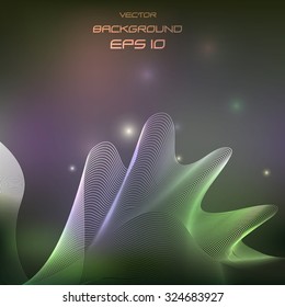 abstract wave, colored lights, light vector