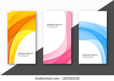 Abstract wave colorful banners set design